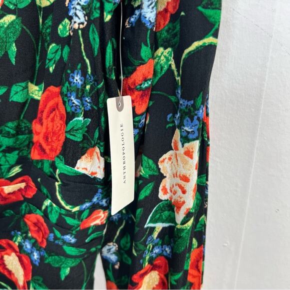 NWT Anthropologie Lacy V-Neck Mini Dress in Black Floral Motif Women’s Size 14 - Picture 10 of 16